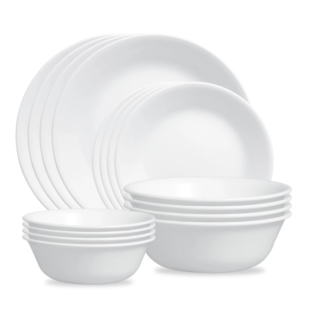 Instant Brands 16 Piece Corelle Winter Frost White Dinnerware Set - Pack of 2