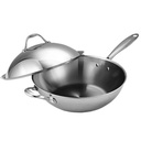 Cooks Standard Wok Pan Stainless Steel, 13-Inch Multi-Ply Clad Stir Fry Pan with High Dome Lid, Silver