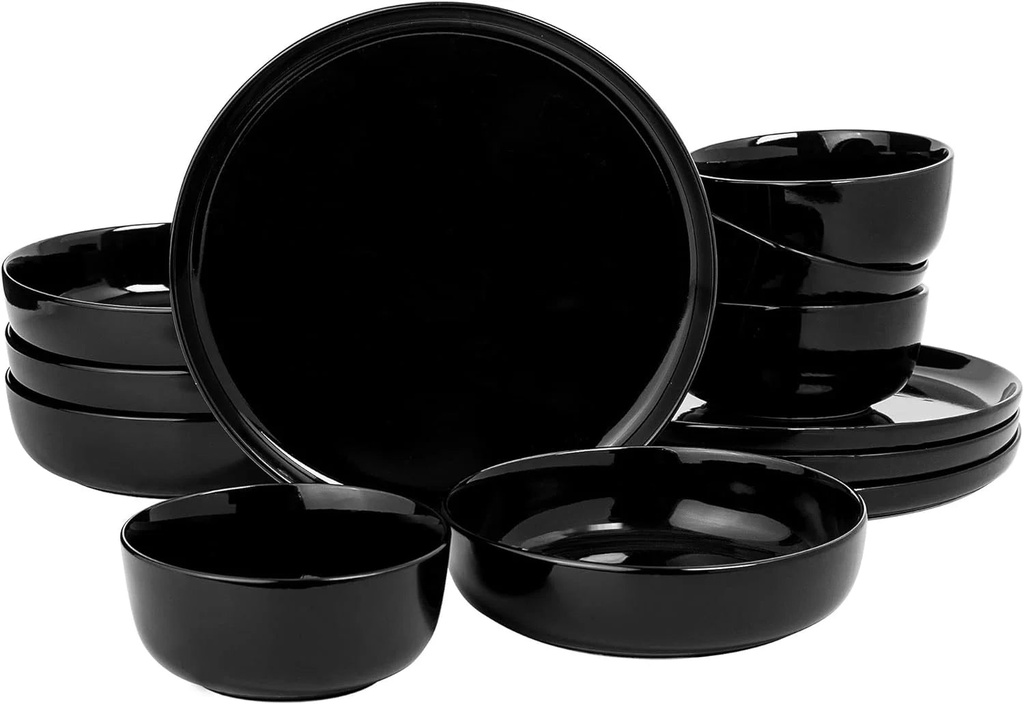 Gibson Home Oslo 12 Piece Porcelain Dinnerware Set - Black