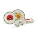 Portmeirion - Botanic Garden Collection- 12 Piece Melamine Dinnerware Set- for Outdoor / Indoor Use, Shatterproof, Lightweight, BPA Free, Dishwasher Safe - Service for 4 Floral Motif