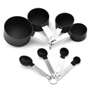 Weloille Measuring Cups and Spoons Set, 8 Pieces Stackable Stainless Steel Handle Accurate Tablespoon for Measuring Dry and Liquid Ingredients Small Teaspoon