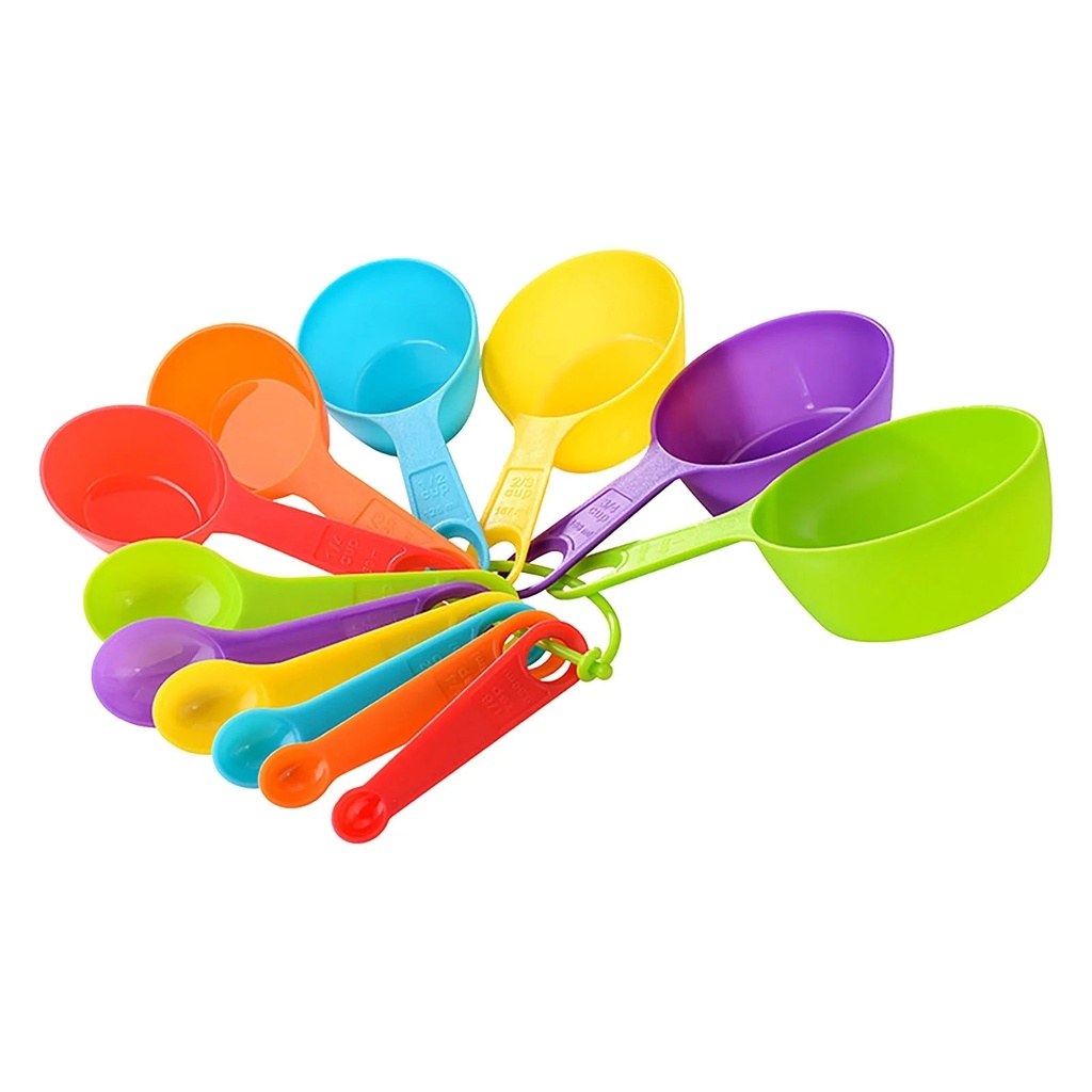 Liamobondopolis 12PCS Assorted Colored Measuring Cup and Spoon Set Stackable Different Sized Coffee & Kids Formula Measuring Spoon, Kitchen Measuring Cup Set for Baking and Cooking