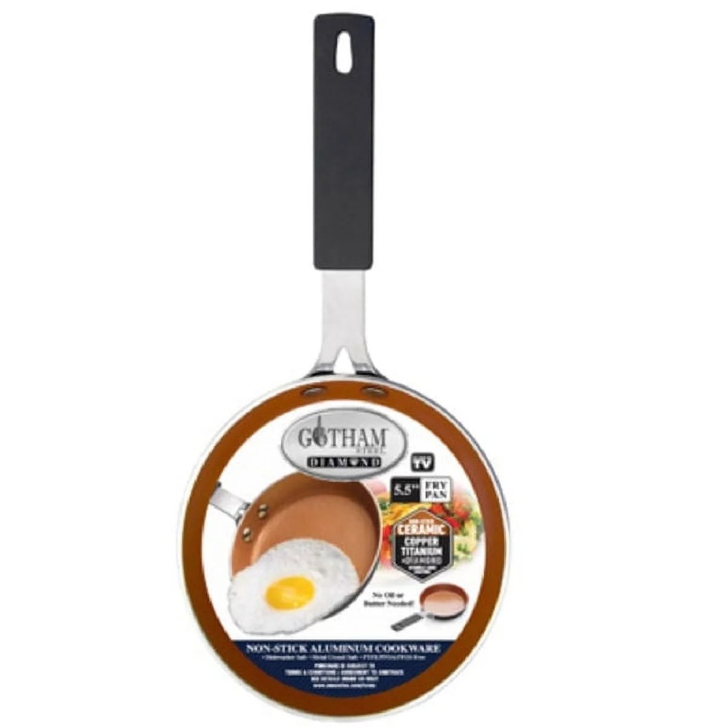 Gotham Steel Diamond Nonstick Frying Pan 5.5" Inch Skillet Small Fry Egg Pan Mini Cooking Ceramic Kitchen Cookware