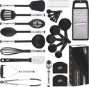 Kaluns 24 Pc Kitchen Utensil Set of 35 Nonstick Heat Resistant Nylon & Stainless Steel - Black