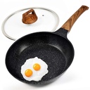 Nonstick Frying Pan with Lid for Cooking, Clatine Omelette Pan Skillets,11" Deep Saute Pans, Woks & Stir-Fry Cookware for Gas, Electric Stove, Induction Top