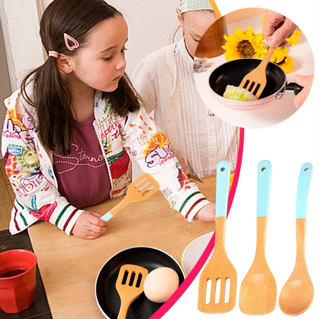 Kitchen Utensilssmall Kitchenware Real Cooking Set Beech Wood Solid Wood Children'S Fish Frying Shovel Small Wooden Shovel in Clearance