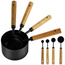 Adifare 8Pcs Measuring Cups and Spoons Set with Wooden Handle and Metric and US Measurements Professional Kitchen Measuring Cup for Kitchen Cooking Baking