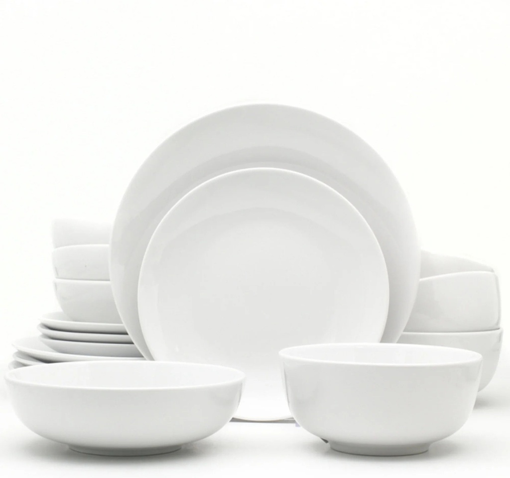 Euro Ceramica White Essential 16 Piece Porcelain Dinnerware Set