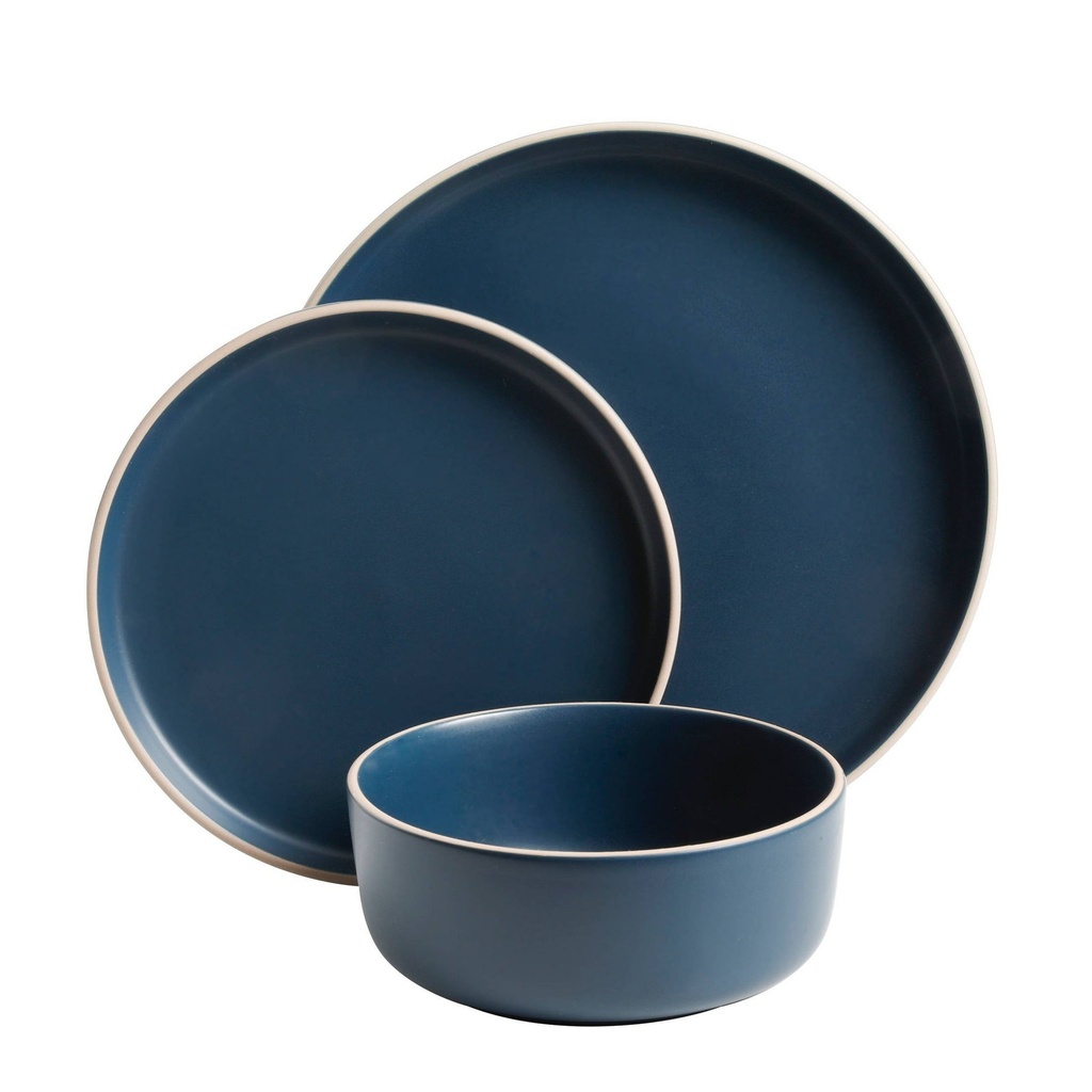 18Pc Stoneware Zuma Dinnerware Set Cobalt