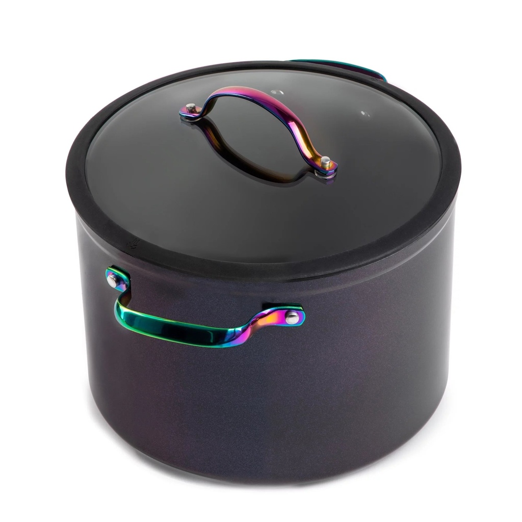 Thyme & Table Non-Stick 8 QT Signature Stock Pot with Glass Lid, Rainbow