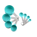 Meitianfacai Measuring Cups & Spoons Set, Stackable Cups and Spoons, Nesting Measure Cups with Stainless Steel Handle, Kitchen Gadgets for Cooking & Baking (4+4, Green)