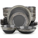 Vancasso, Series ARBRE, 32-Piece Dinnerware Set, Stoneware Tableware Plate Set, Service for 8, Gray