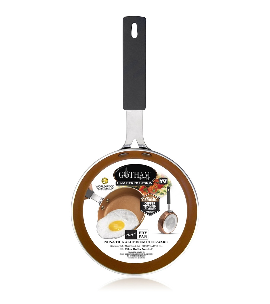 Gotham Steel Nonstick Frying Pan 5.5" Inch Skillet Small Fry Egg Pan Mini Cooking Ceramic Kitchen Cookware Hammered