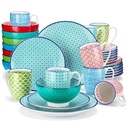 Vancasso, 32-Piece Porcelain Dinnerware Set, Multicolour Dinner Set, Service for 8