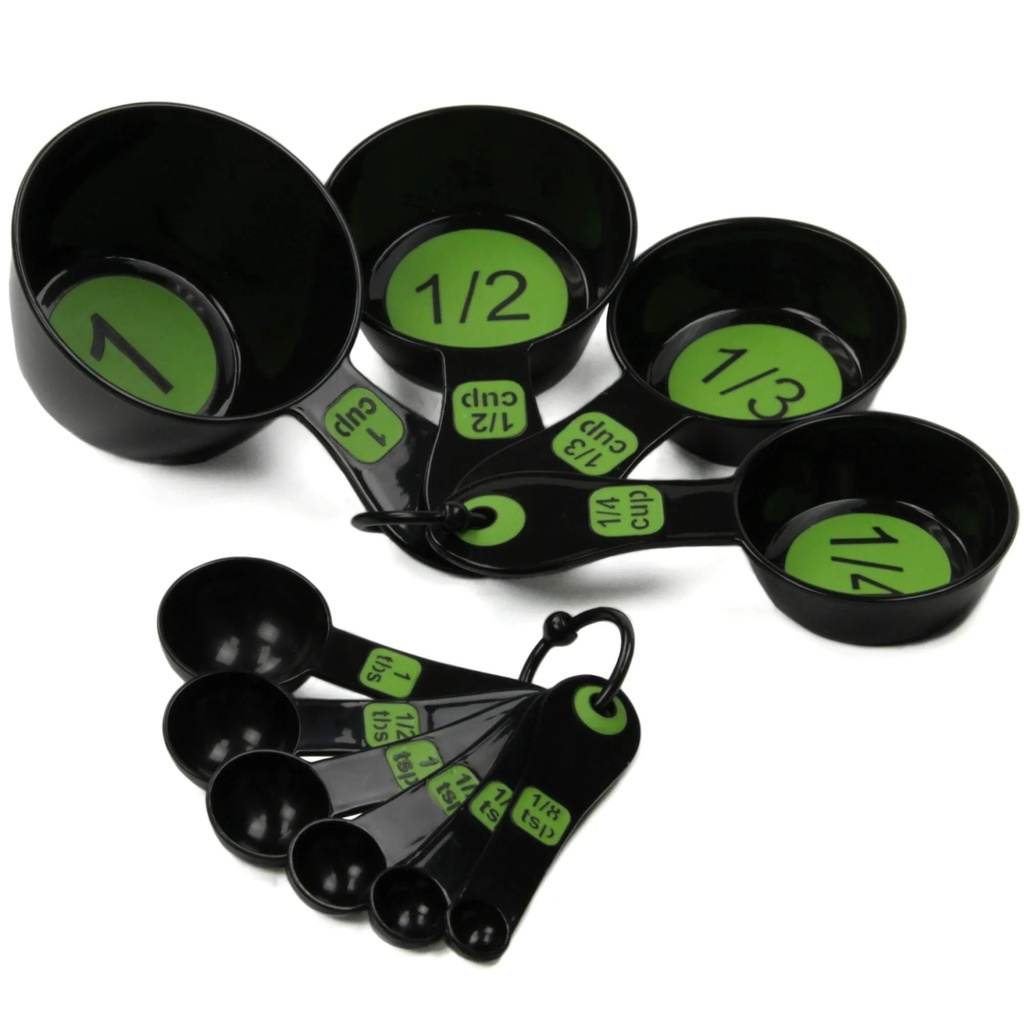 Chef Craft Easy to Read Plastic Measuring Cup, 10 Piece Set, Green