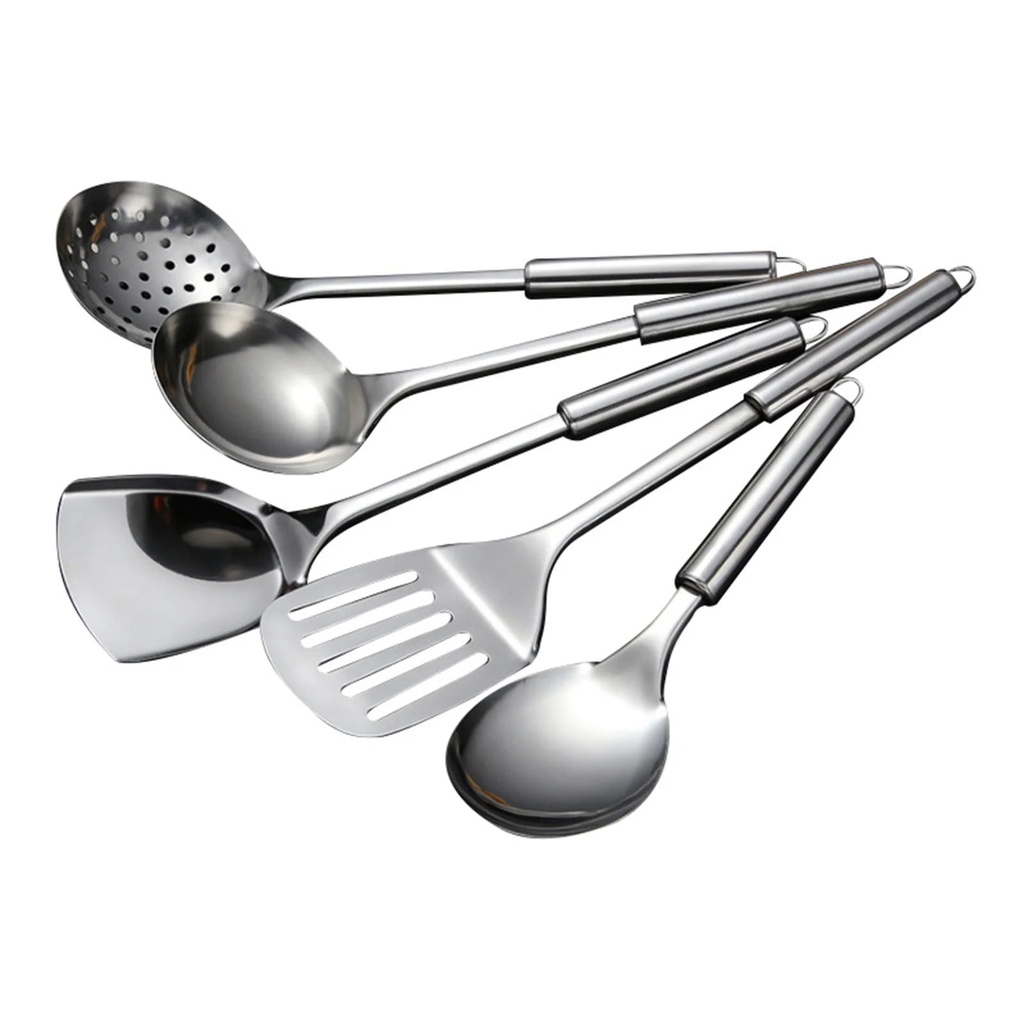 5Pcs/Set Stainless Steel Kitchen Cooking Tools Utensil Set Spatula Spoon Scoop