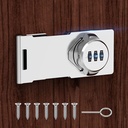 Household Cabinet Password Hasp Locks, Cabinet Door Combination Lock, Door Security Slide Latch Lock for Small Doors, Cabinets, Barn Door, Bathroom, Outdoor, Garden (Silver)