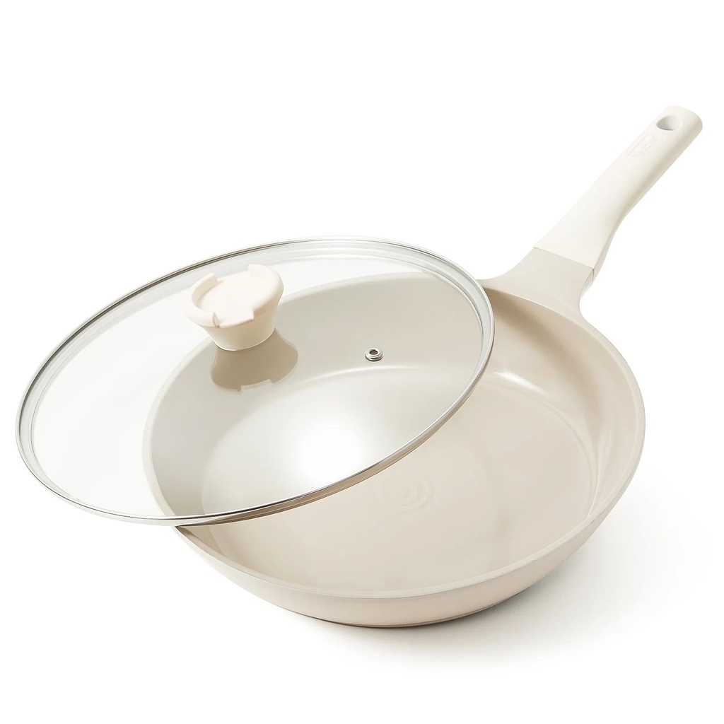 Redchef Non Stick Frying Pans with Lid, 11.5 Inch Ceramic Frying Pans Nonstick, Nonstick Frying Pan Skillet, Non Toxic, PFAS PFOA & PTFE Free, Dishwasher and Oven Safe, Compatible with All Cooktops