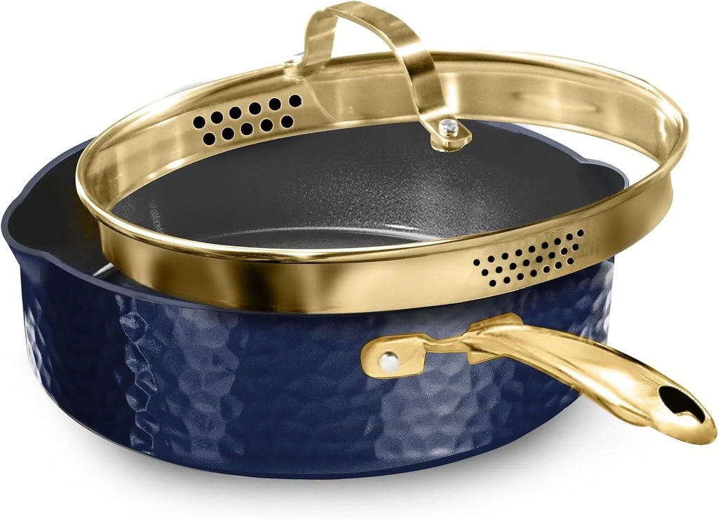 Granitestone 4 Qt Saute Pan with Lid 11 Inch Non Stick Frying Pans Deep Saute Pan Fry Pan with Lid