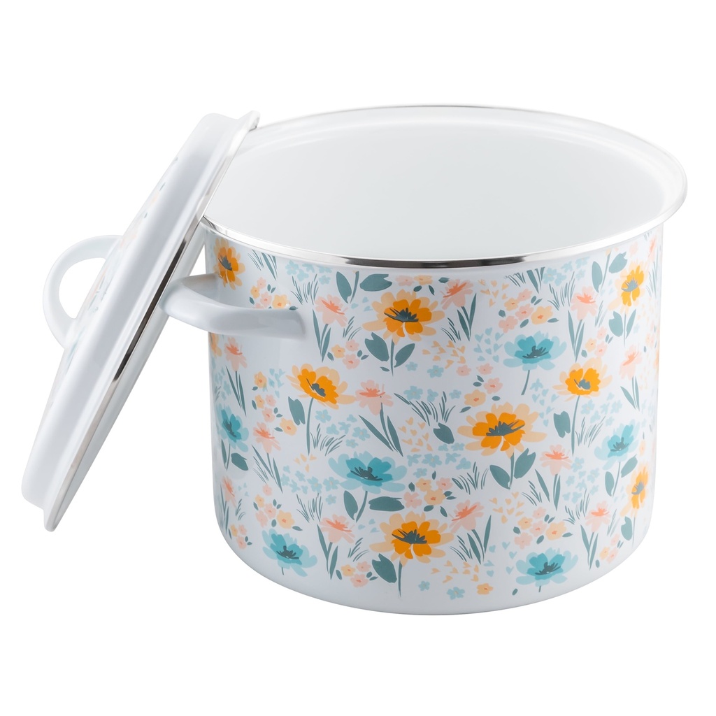 Mcsunley Prep-N-Cook 12Qt Floral Porcelain Enamel Stockpot
