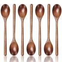 HSM 7 PCS Wooden Spoons for Cooking, 9.3 Inch Wooden Spoons for Eating Mixing Stirring Tasting Baking, Long Handle Spoons for Serving, Cooking Utensils Set for Sauce Soup Honey Tea Soda Dessert