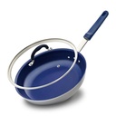 Nutrichef 10" Ceramic Medium Skillet Nonstick Frying Pan with Lid