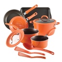 Rachael Ray Cook + Create 11 Piece Nonstick Cookware Set, Orange