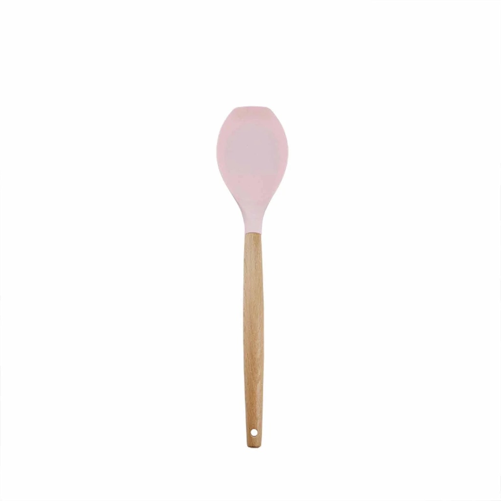 OAVQHLG3B Non-Stick Silicone Kitchen Utensils with Natural Acacia Hard Wood Handle,Bpa Free,Baking,Serving and Cooking Utensils