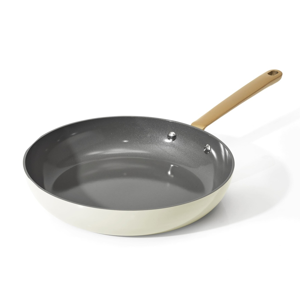 Beautiful 10 Inch Ceramic Non-Stick Fry Pan, White Icing by Drew Barrymore