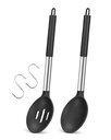 Badiano 2 Pieces Cooking Spoon Set, Silicone Slotted Spoons, Non Stick Kitchen Utensils Set,Black