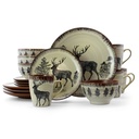 Elama Majestic 16 Piece Luxurious Stoneware Dinnerware with Complete Setting for 4