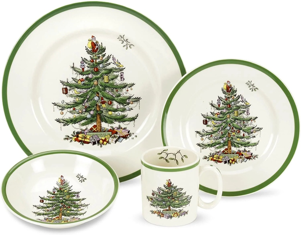 Spode Christmas Tree 4-Piece Dinnerware Place Setting, Service for 1