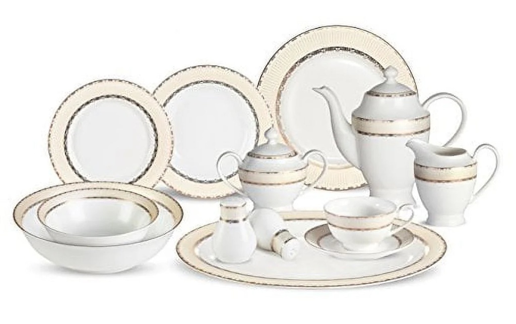 Lorren Home Trend S 57-Piece Margaret Bone China Dinnerware Set (Service for 8)