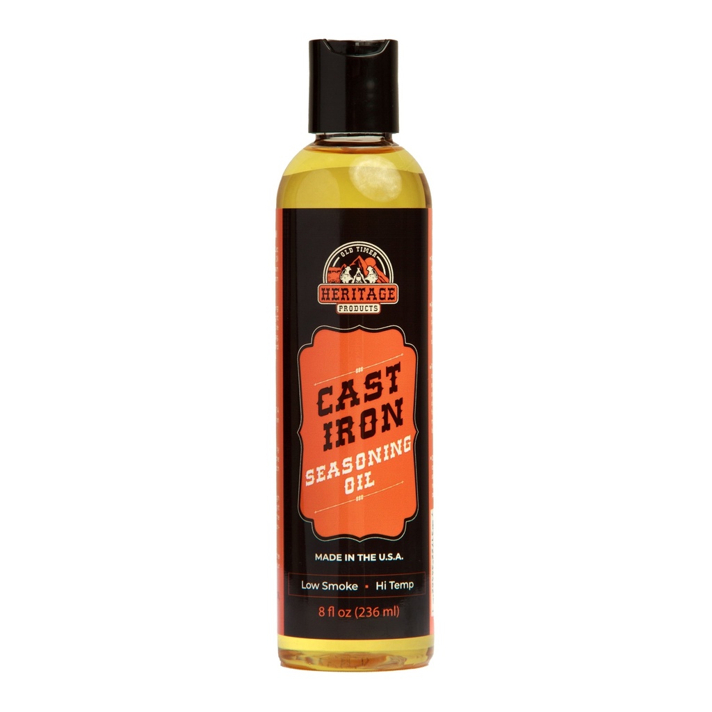 Heritage Products Cast Iron Seasoning Oil - Low-Smoke, Hi Temp All-Natural Skillet Conditioner for Dutch Oven, Griddle, Camp Grill – Cleans, Protects Cast Iron Cookware with Avocado Oil
