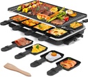 Raclette Table Grill,Korean BBQ Indoor Electric Grill Griddle,2 in 1 Electric Griddle Nonstick with 8 Raclette Cheese Pans Adjustable Temperature for Family and Party