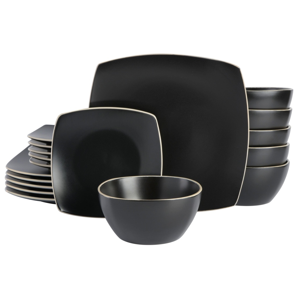 Gibson Home Soho Lounge Matte 18 Piece Dinnerware Set - Black