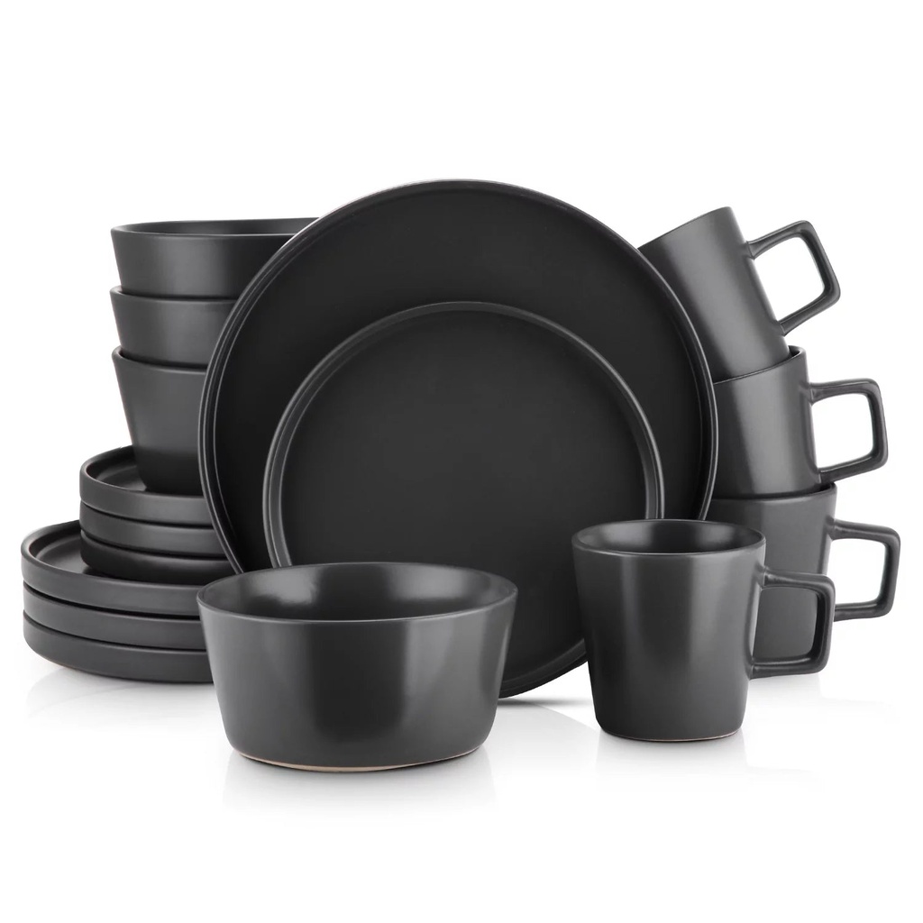 Stone Lain Celina 32-Piece Dinnerware Set Stoneware, Black
