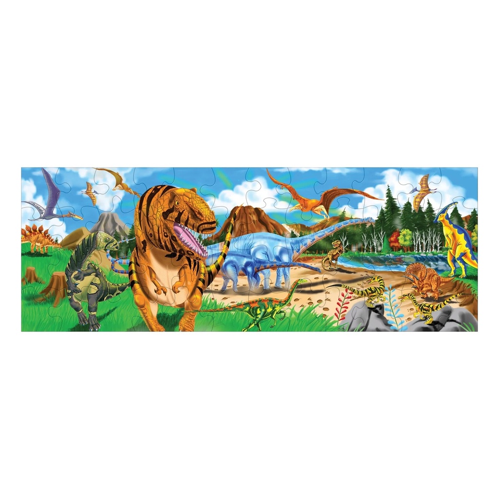 Melissa & Doug Land of Dinosaurs Floor Puzzle (48 Pcs, 4 Feet Long) - FSC Certified