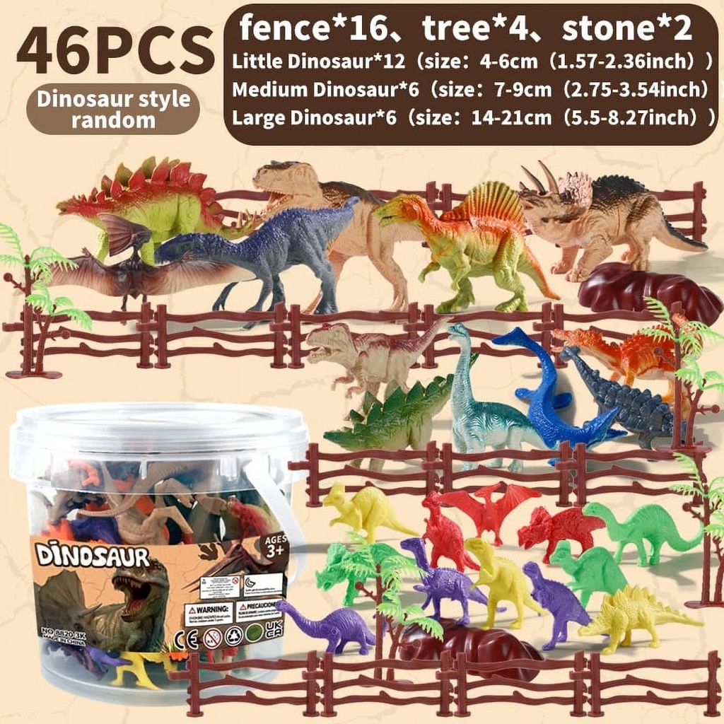 OOTSR 46 Pack Dinosaur Toy with Box, Educational Combination of Realistic Dino Figure for Cool Boys Girls Birthday Party Favors