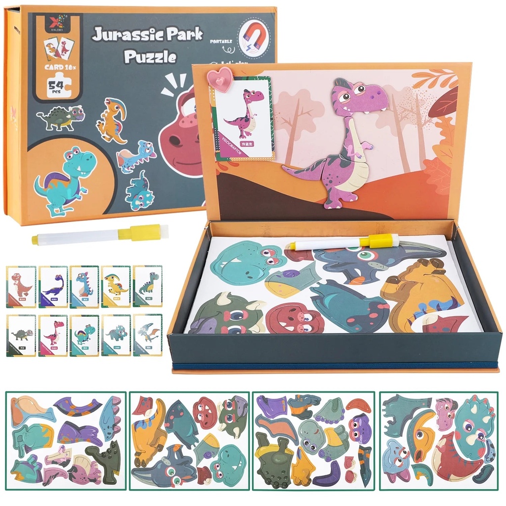 Dinosaur Puzzles Toy and Educational Toys Art Easel Animals Wooden Puzzles Games for 3 4 5 6 7 8 Year Olds Boys and Girls