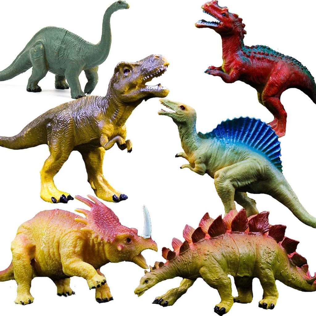 Guasslee 6 Pack 7" Plastic Realistic Dinosaur Figure Toys, Kids and Toddler Education