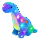 Houwsbaby 14’’ Light up Dinosaur Stuffed Animal Floppy LED Glowing Diplodocus Plush Toy Night Lights Glow Pillow Long Neck Birthday Gifts for Kids Toddler Girls and Boys, Blue