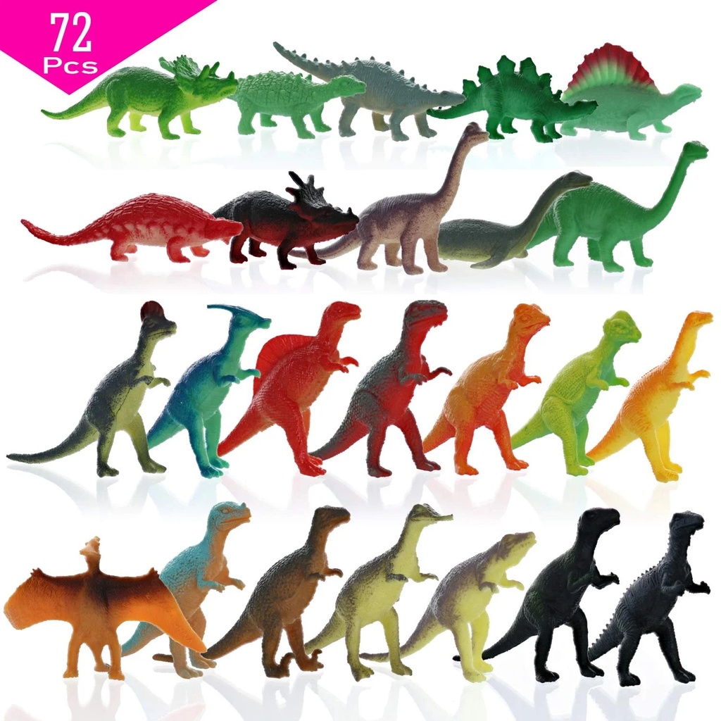 Giftexpress 72 Pcs Mini Dinosaur Toys, Kids Toy Dinosaur Figures, Cupcake Toppers Dinosaurs Figurines, Dinosaurs Party Favors, Cake Topper, Playset Toys