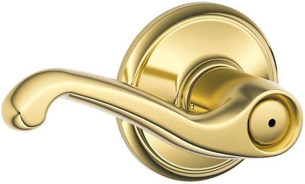 SCHLAGE F40 Flair Left Hand Privacy Lock with 16080 Latch 10027 Strike Bright Brass by Bright Chrome Finish