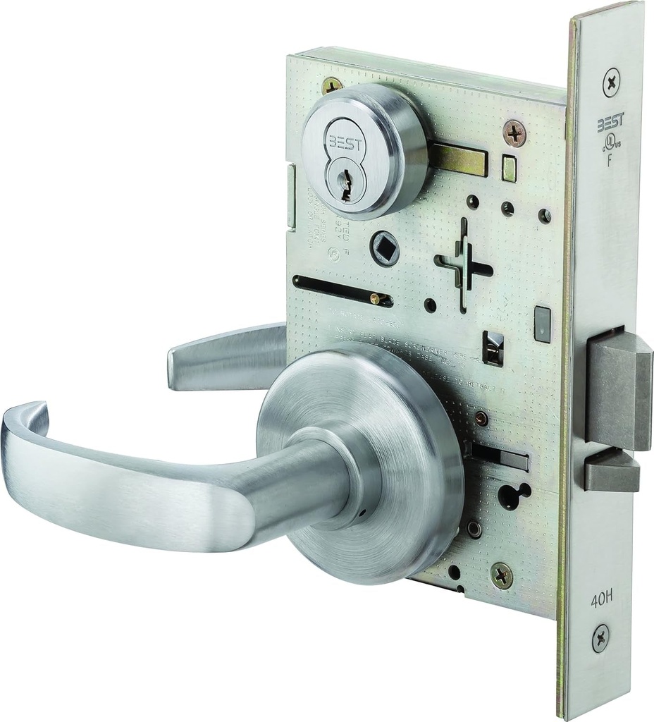 Stanley Best 45H 7 D 14 H 626 RH 7-Pin Curved Return Standard Lever Lock, Storeroom, Satin Chrome, 2"