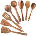 8 Pcs of Wooden Spoons for Cooking Kitchen Utensil Set Nonstick Spatulas