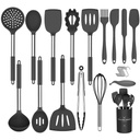 Hadineeon Silicone Cooking Utensil Set, Hadineeon 36Pcs Silicone Cooking Kitchen Utensils Set, Non-Stick Heat Resistant - Best Kitchen Cookware with Stainless Steel Handle (Black)