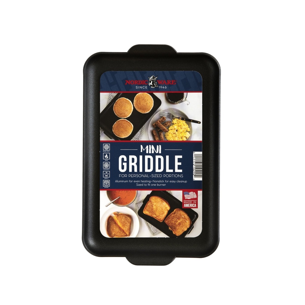 Nordic Ware Mini Griddle Nonstick Aluminum, Black and Silver, 11.5" X 7.2" X 1"