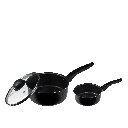 Mainstays 3 Piece Non-Stick Sauce Pans, Black, Set Includes 1Quart & 2Quart Sauce Pan with Single Lid
