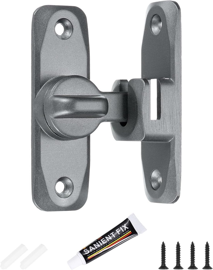 PATIKIL Barn Door Latches, 90/180 Degree Small Flip Gate Latches Hardware Sliding Door Latch Lock for Cabinets, Bathroom, Garden Doors, Gray